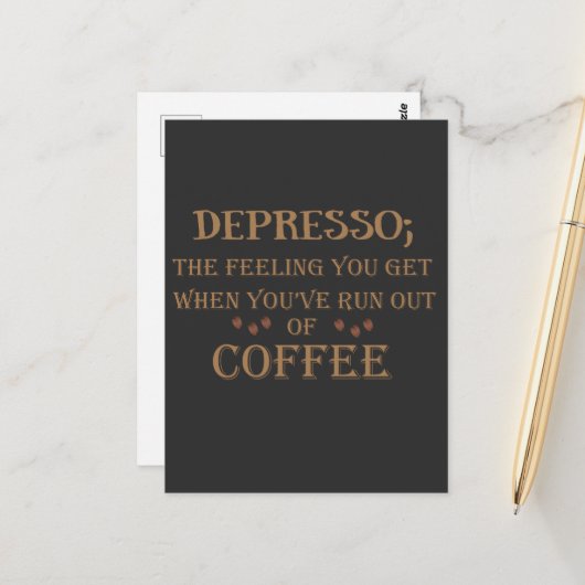 Depresso lustige Kaffeekonzerne Postkarte (Vorderseite/Rückseite Beispiel)