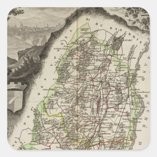 Dept. Du Haut Rhin Quadratischer Aufkleber (Vorderseite)