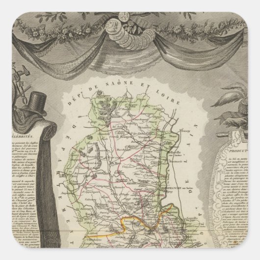 Dept Du Rhone Quadratischer Aufkleber (Vorderseite)