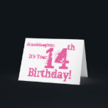 Der 14. Geburtstag der Enkelin im Rosa Karte<br><div class="desc">Ein weißer Hintergrund,  der rosa Text,  auf diesem Spaß,  Geburtstagsgruß für eine Enkelin kennzeichnet. Meine lustigen Sinnesgrüße.</div>