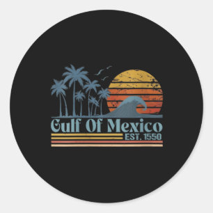 Der 1550 Retro Vintage Strand des Golfs von Mexiko Runder Aufkleber