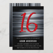 Der 16. Geburtstag der modernen Schwarzen und Weiß Einladung (Vorne/Hinten)