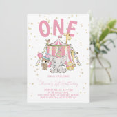 Der 1. Geburtstag des rosa Karnevals Einladung (Stehend Vorderseite)