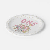 Der 1. Geburtstag des rosa Karnevals Pappteller (Schrägansicht)