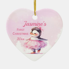 Der 1. Weihnachtspinguin Ballerina Keramik Ornament