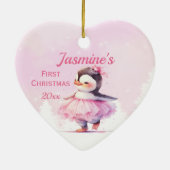 Der 1. Weihnachtspinguin Ballerina Keramik Ornament (Hinten)