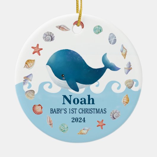 Der 1. Weihnachtswal des Babys Personalisiert Keramik Ornament (Vorne)