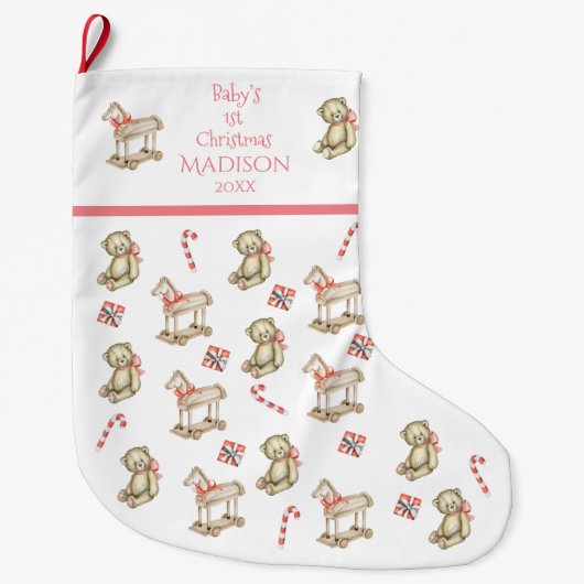 Der 1. Weihnachtswassername des Babys für ihr Pink Großer Weihnachtsstrumpf (Vorderseite)