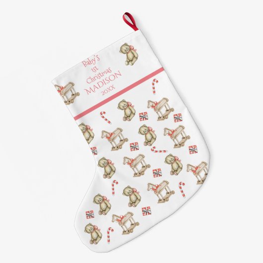 Der 1. Weihnachtswassername des Babys für ihr Pink Großer Weihnachtsstrumpf (Rückseite (Hängend))