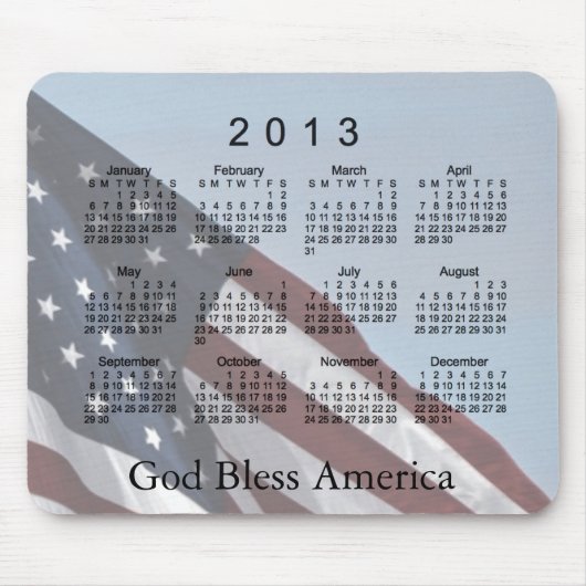 Der 2013 Kalender-Gott segnen Amerika Mousepad (Vorne)