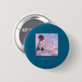 Der 2016 Retro Palmenbaum Sonnenuntergang Button (Vorne & Hinten)