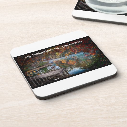 Der 23. Psalm in einem Wandteppich Getränkeuntersetzer (Linke Seite)