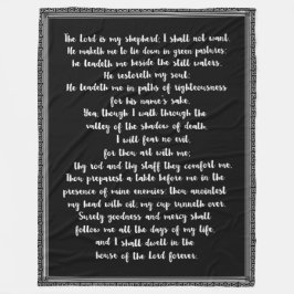 Der 23. Psalm Schwarz mit weißer Hand Buchstaben Fleecedecke