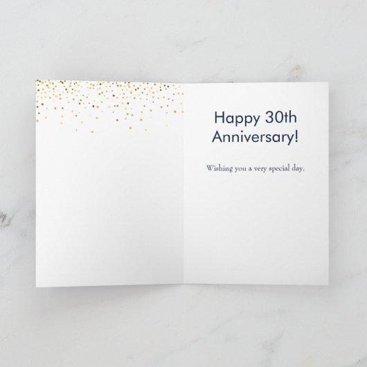 Der 30. Jahrestag der Hochzeit Karte (Innenseite)