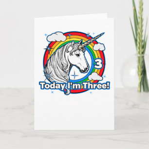 Der 3. Geburtstag des Kindes Einhorn Regenbogen He Karte