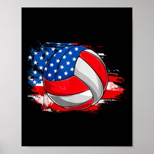 Der 4. Tag der Retro Volleyball USA Flag Independe Poster