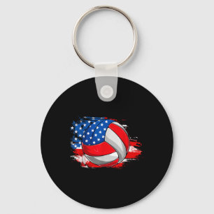 Der 4. Tag der Retro Volleyball USA Flag Independe Schlüsselanhänger