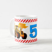 Der 5. Geburtstag des gelben Baggerjungen Kaffeetasse (Vorderseite Links)