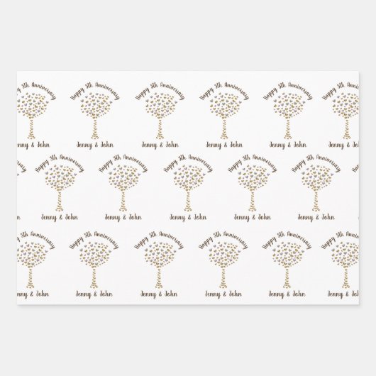 Der 5. Jubiläumsbaum im Herzen Geschenkpapier Set (Vorderseite 2)