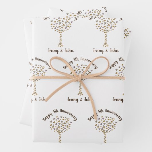 Der 5. Jubiläumsbaum im Herzen Geschenkpapier Set (Beispiel)