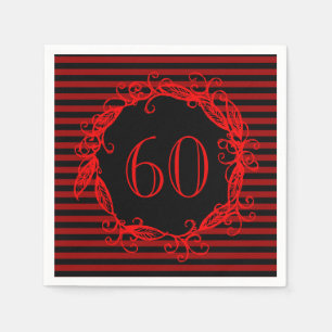 Der 60. Geburtstags-schwarzes rotes Wirbles der Serviette