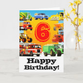 Der 6. Geburtstag des Jungen der Sonderbauwagen Karte (Gelbe Blume)