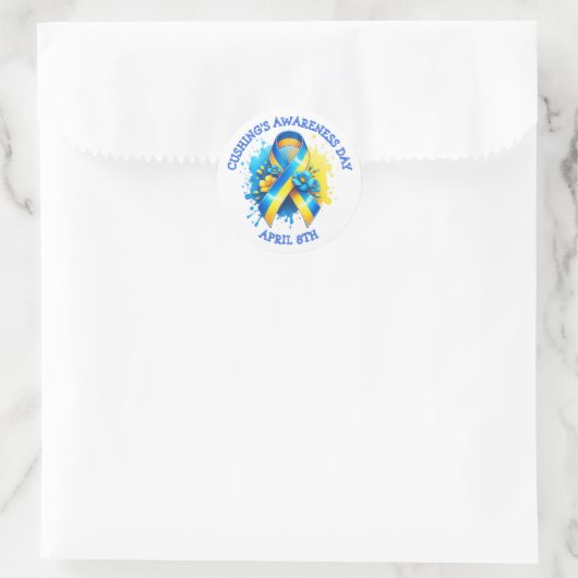 Der 8. April ist Cushing's Awareness Day Runder Aufkleber (Tasche)
