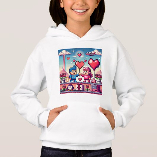 Der 8-Bit-Valentinstag Hoodie (Vorderseite)