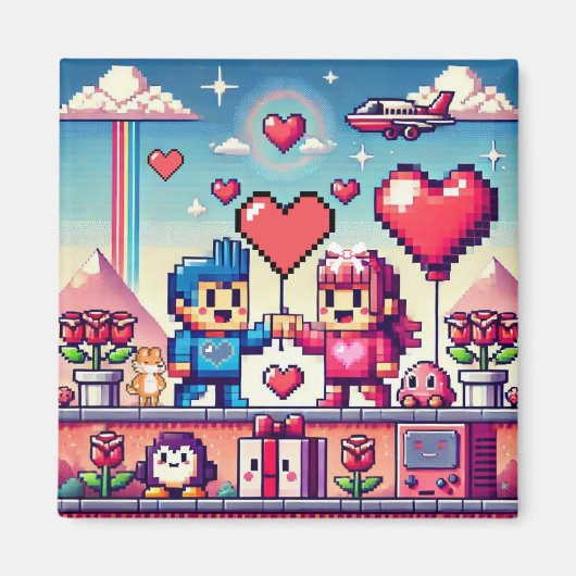Der 8-Bit-Valentinstag Magnet (Vorne)