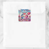 Der 8-Bit-Valentinstag Quadratischer Aufkleber (Tasche)