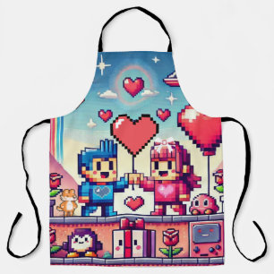Der 8-Bit-Valentinstag Schürze