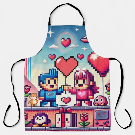 Der 8-Bit-Valentinstag Schürze (Vorderseite)