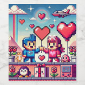 Der 8-Bit-Valentinstag Weinetikett (Einzelnes Label)