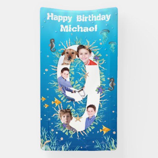 Der 9. Geburtstag unter dem Meer Banner (Vertikal)