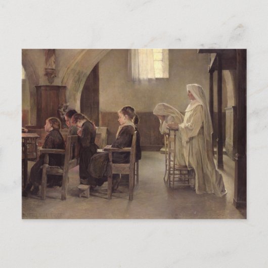 Der Abend der Ersten Kommunion, vor 1890 Postkarte (Vorderseite)