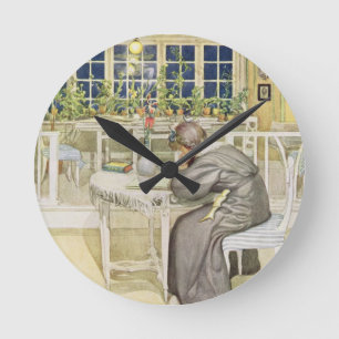 Der Abend vor der Reise nach England - Studie Runde Wanduhr