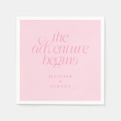 Der Abenteuer Beginn Pink Moderne Typografie Serviette (Vorderseite)