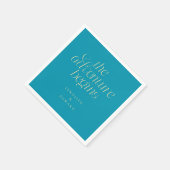 Der Abenteuer beginnt Aqua Blau Moderne Typografie Serviette (Ecke)
