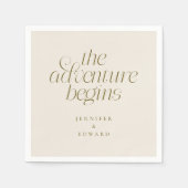 Der Abenteuer beginnt Cream Moderne Typografie Serviette (Vorderseite)