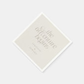 Der Abenteuer beginnt Greige moderne Typografie Serviette (Ecke)