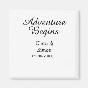 Der Abenteuer beginnt Hochzeitspaar Name Datum ein Magnet