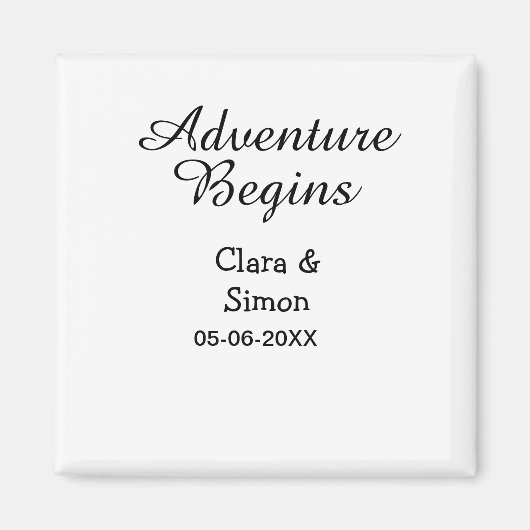 Der Abenteuer beginnt Hochzeitspaar Name Datum ein Magnet (Vorne)