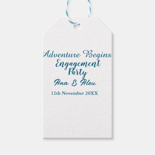 der Abenteuer beginnt Verlobungsfeier Name da Geschenkanhänger (Vorderseite)