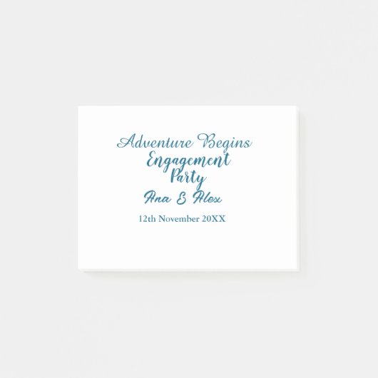 der Abenteuer beginnt Verlobungsfeier Name da Post-it Klebezettel (Vorderseite)