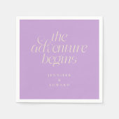 Der Abenteuer beginnt Wisteria Moderne Typografie Serviette (Vorderseite)