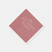 Der Abenteuerbeginn Dusty Pink Moderne Typografie Serviette (Ecke)