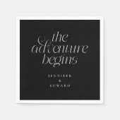 Der Abenteuerbeginn Moderne schwarze Typografie Serviette (Vorderseite)