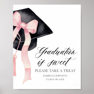 Der Abschluss der rosa Bow Gradation Cap ist süße Poster