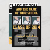 Der Abschluss-Party-Schwarzes und Gold des Einladung (Vorne/Hinten)