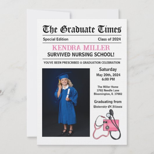 Der Abschluss zur Pflege der Graduate Times Einladung (Vorderseite)